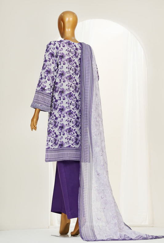 Printkari Prints by HZ Textiles Printed Suit Chikankari Stitched 3 Piece LPK-3P-502 Purple Vol-04 - Ready To Wear