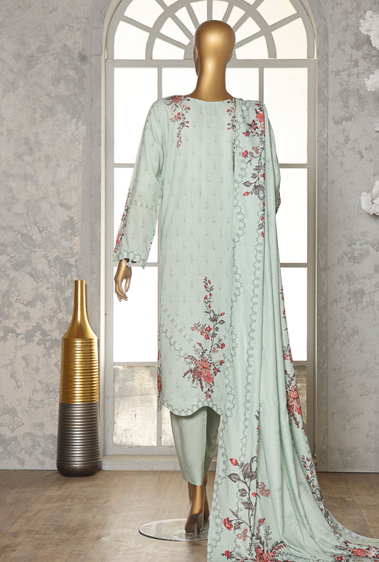 Linen Slub by HZ Textiles Printed Linen Suit Unstitched 3 Piece LSD-310 - Winter Collection