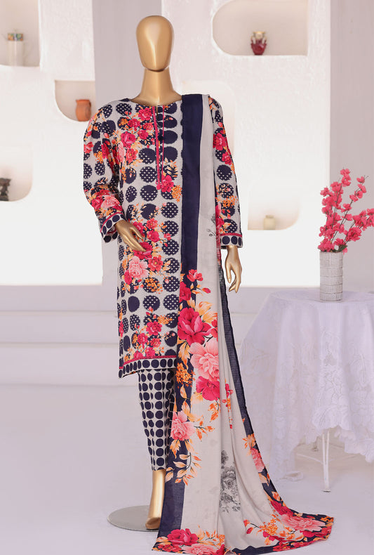 Linen Wintry Co Ords by HZ Textiles Printed Linen Suit Unstitched 3 Piece LW-5047 Vol 01