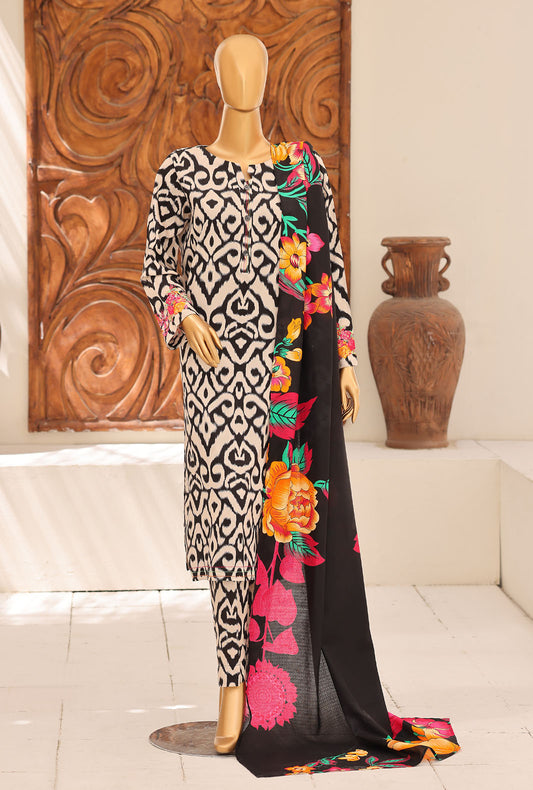 Linen Wintry Co Ords by HZ Textiles Printed Linen Suit Unstitched 3 Piece LW-5069 Vol 02
