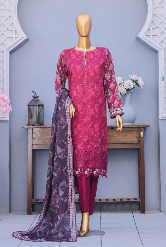 Mehak Embroidered Cross Slub Unstitched Suit by HZ Textiles MCE - 3051