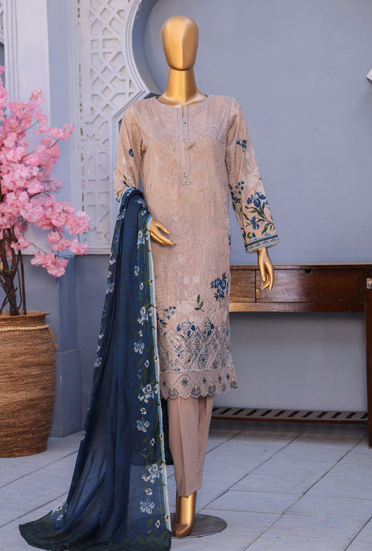 Mehak Embroidered Cross Slub Unstitched Suit by HZ Textiles MCE - 3057