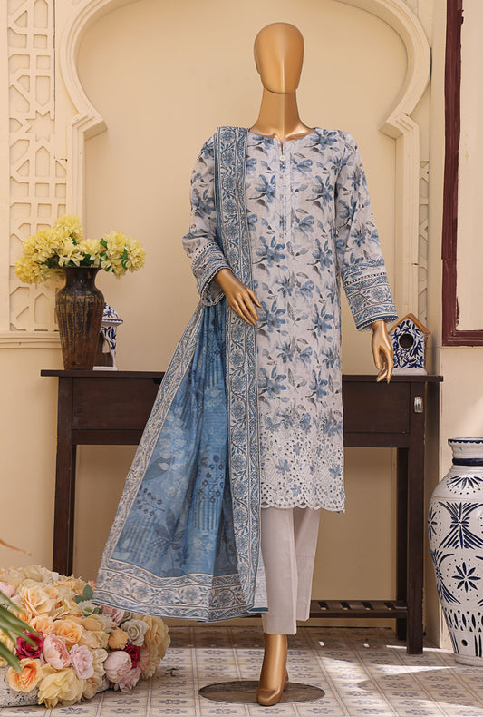 Mehak by HZ Textiles Embroidered Lawn Suit Unstitched 3 Piece MEC-509 - Summer Collection