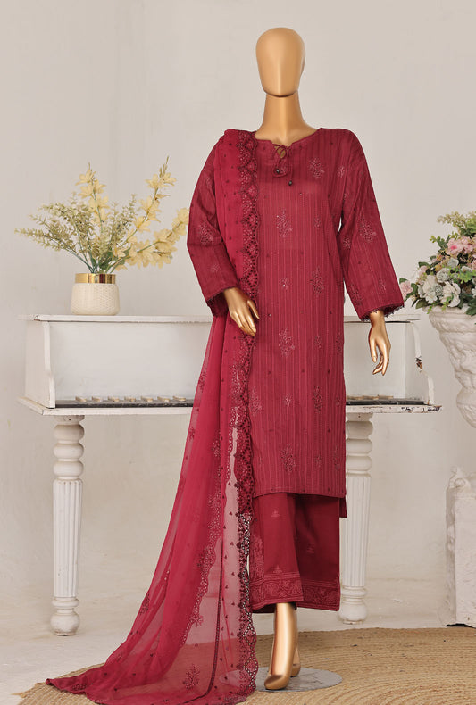 Mayaar by HZ Textiles Embroidered Linokara Suit Unstitched 3 Piece MEC - 7040