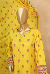 3 Piece Unstitched - Meenakari Doriya Embroidered Suit