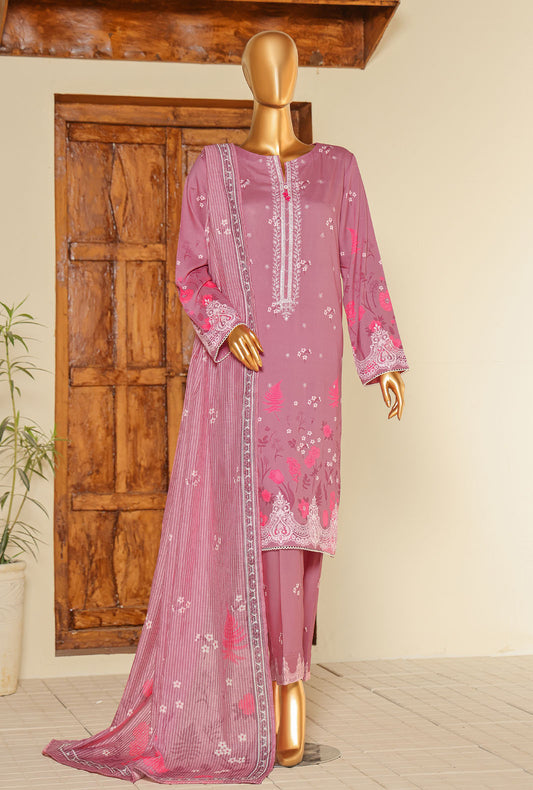 Mother by HZ Textiles Embroidered Linen Suit Unstitched 3 Piece MLE - 1396