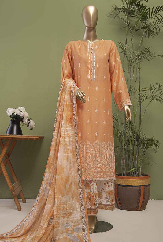Oriental Printkari by HZ Textiles Embroidered Lawn Suit Unstitched 3 Piece OPK-18 - Summer Collection