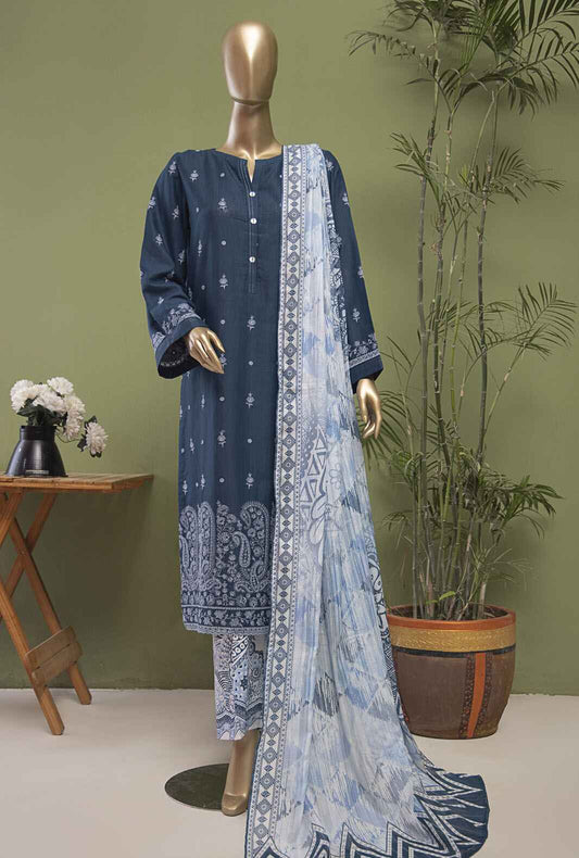 Oriental Printkari by HZ Textiles Embroidered Lawn Suit Unstitched 3 Piece OPK-20 - Summer Collection