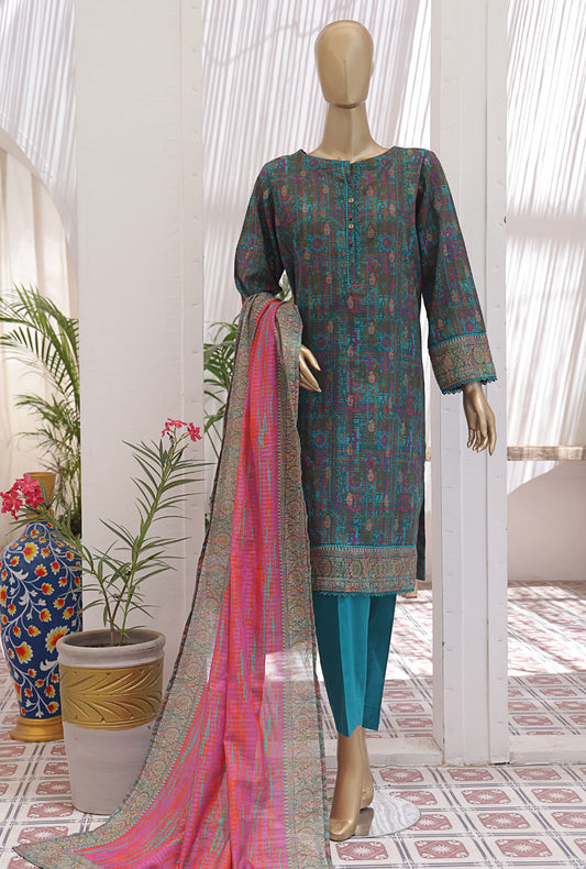 Premium Jacquard by HZ Textiles Digital Printed Lawn Suit Unstitched 3 Piece JPC-26 - Summer Collection