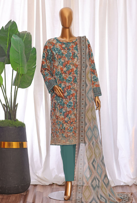 Premium Chikankari by HZ Textiles Embroidered Lawn Suit Unstitched 3 Piece PCE - 652