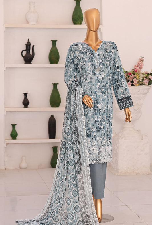 Premium Chikankari by HZ Textiles Embroidered Lawn Suit Unstitched 3 Piece PCE - 656 Vol-02