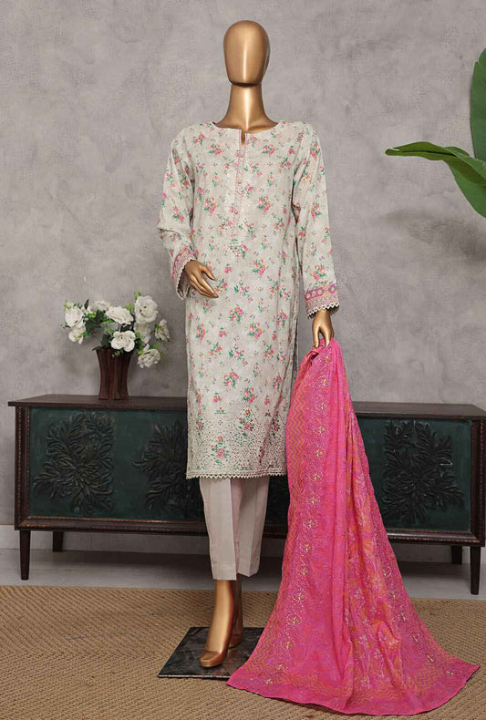 Premium by HZ Textiles Embroidered Lawn Suit Unstitched 3 Piece PEC-944 - Summer Collection
