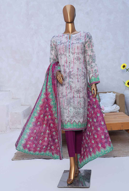 Premium by HZ Textiles Embroidered Lawn Suit Unstitched 3 Piece PEC-984 - Summer Collection