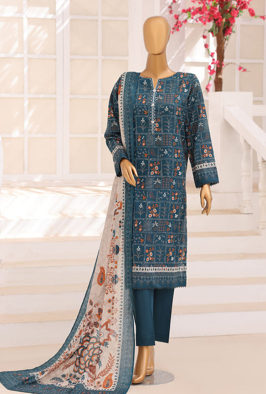 Platinum Floral by HZ Textiles Digital Printed Lawn Suit Unstitched 3 Piece PFC - 3232
