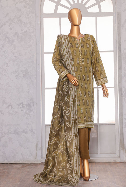 Printed Khaddar Suit Unstitched 3 Piece - PKC - 3075