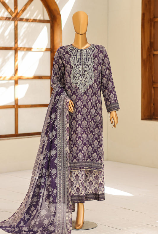 Daily Wear by HZ Textiles Embroidered Lawn Suit Unstitched 3 Piece Plum Royale-3104 Vol-02