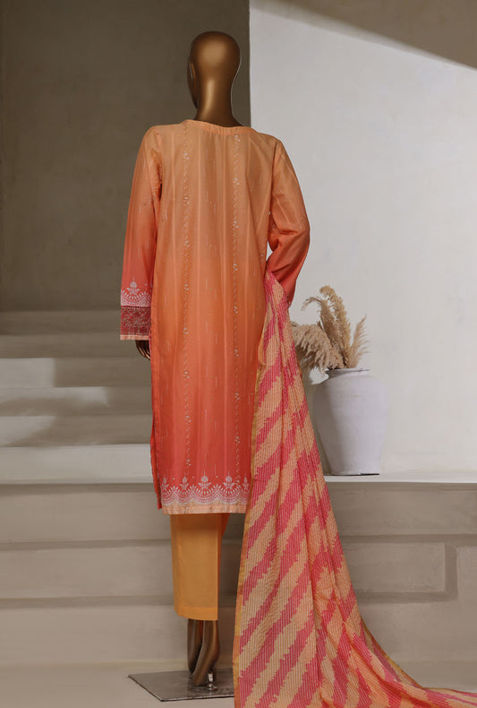 Ombre by HZ Textiles Printed Jacquard Suit Stitched 3 Piece PSJ-028 Peach Pink