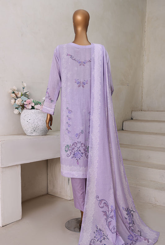 Cross Slub by HZ Textiles Digital Printed Suit Unstitched 3 Piece PWC-106 - Winter Collection