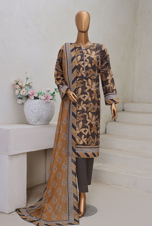 Cross Slub by HZ Textiles Digital Printed Suit Unstitched 3 Piece PWC-108 - Winter Collection