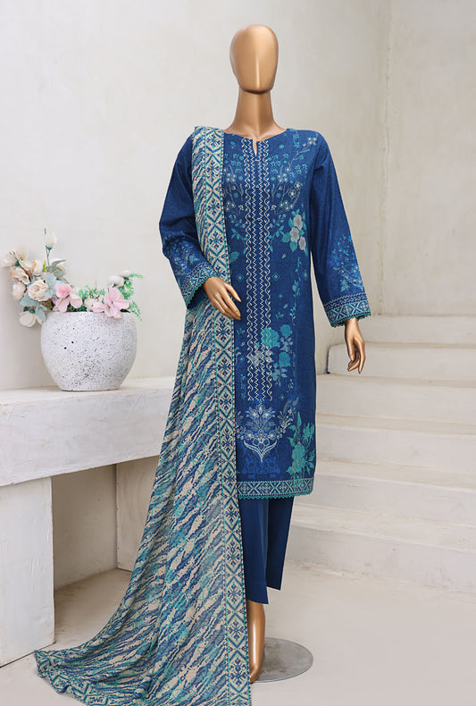 Cross Slub by HZ Textiles Digital Printed Suit Unstitched 3 Piece PWC-109 - Winter Collection