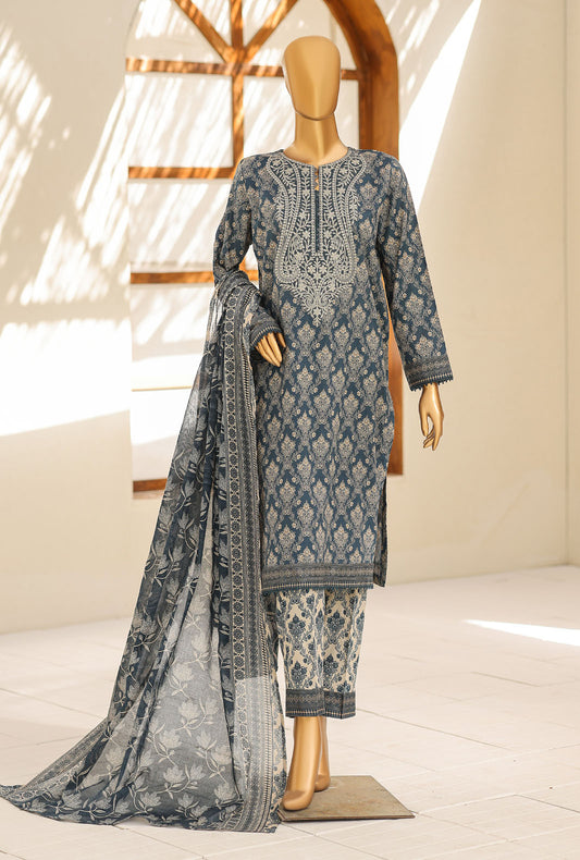 Daily Wear by HZ Textiles Embroidered Lawn Suit Unstitched 3 Piece Slate Noir-3101 Vol-02