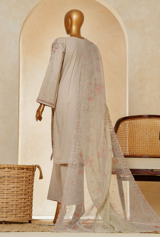 Muse by HZ Textiles Printed Suit Cotton Stitched 3 Piece SSE-201 Sand Beige Vol-03