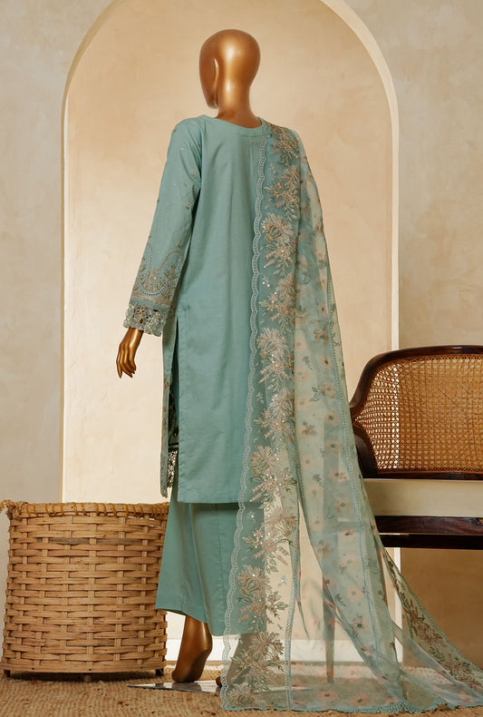 Muse by HZ Textiles Printed Suit Cotton Stitched 3 Piece SSE-203 Aqua Vol-03