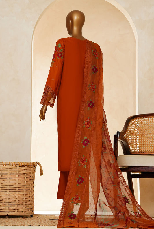 Muse by HZ Textiles Printed Suit Cotton Stitched 3 Piece SSE-204 Rust Vol-03