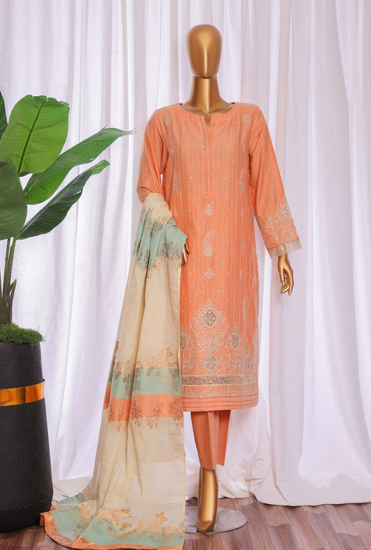 Turkish Embroidered Jacquard Unstitched Suit by HZ Textiles TJE- 102-C - Vol 03