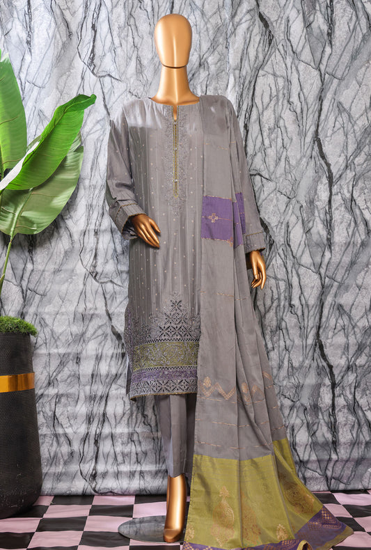Turkish Jacquard by HZ Textiles Embroidered Jacquard Suit Unstitched 3 Piece TJE- 105-B - Vol 02