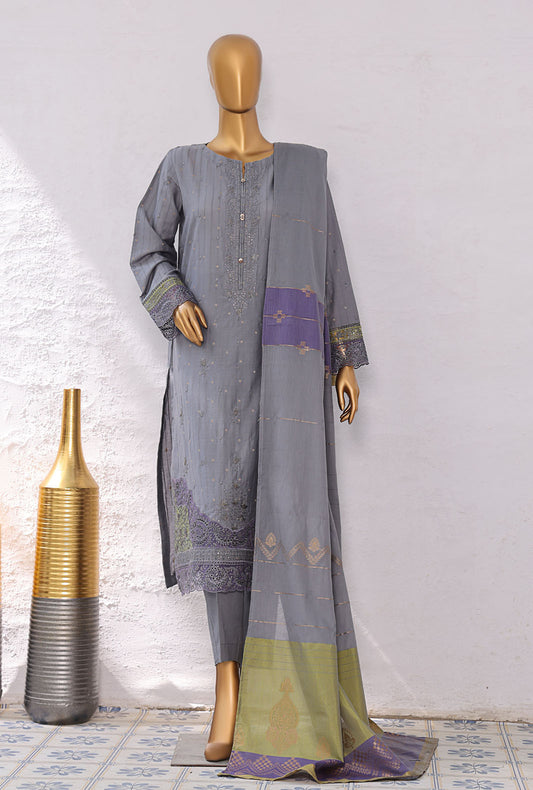 Turkish Jacquard by HZ Textiles Embroidered Jacquard Suit Unstitched 3 Piece TJE- 105