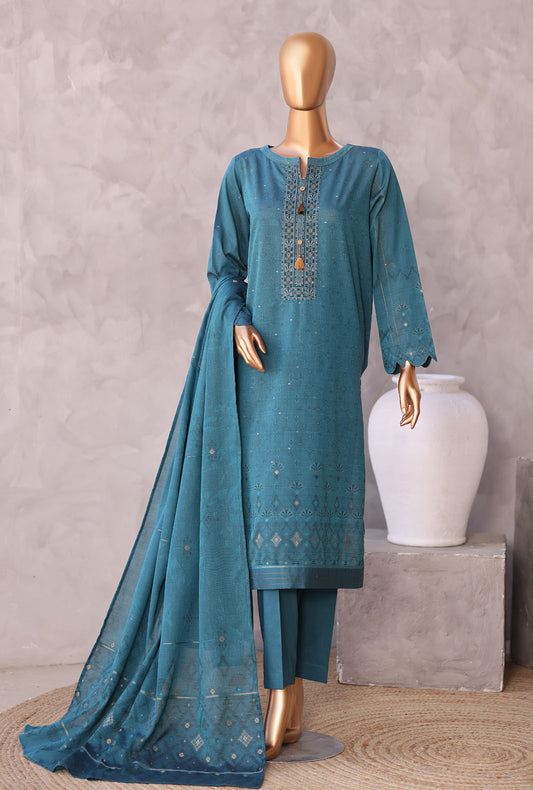 Valencia by HZ Textiles Embroidered Jacquard Suit Unstitched 3 Piece VJE-7107