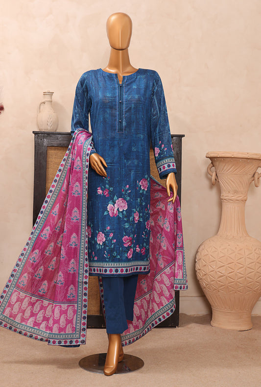 Vital Printed Slub Lawn Unstitched Suit by HZ Textiles VP - 07