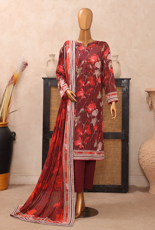 Vital Printed Slub Lawn Unstitched Suit by HZ Textiles VP - 10 - A