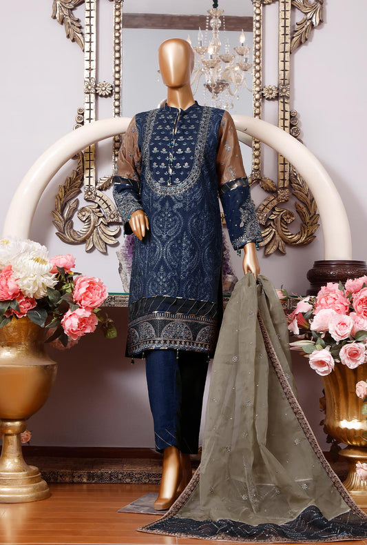 3 Piece Unstitched Luxury Embroidered Suit