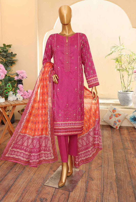 3 Piece Unstitched - Zouq Embroiderd Suit - ZEC-158