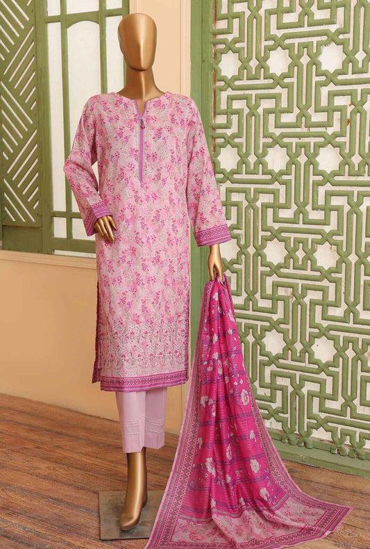 3 Piece Unstitched - Zouq Embroiderd Suit - ZEC-162