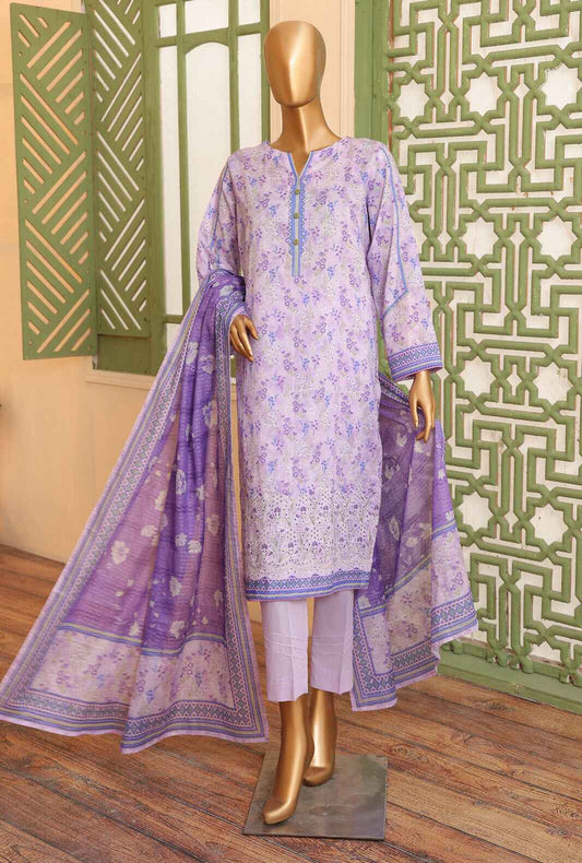 3 Piece Unstitched - Zouq Embroiderd Suit - ZEC-163