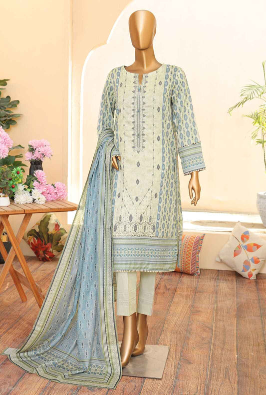 3 Piece Unstitched - Zouq Embroiderd Suit - ZEC-165