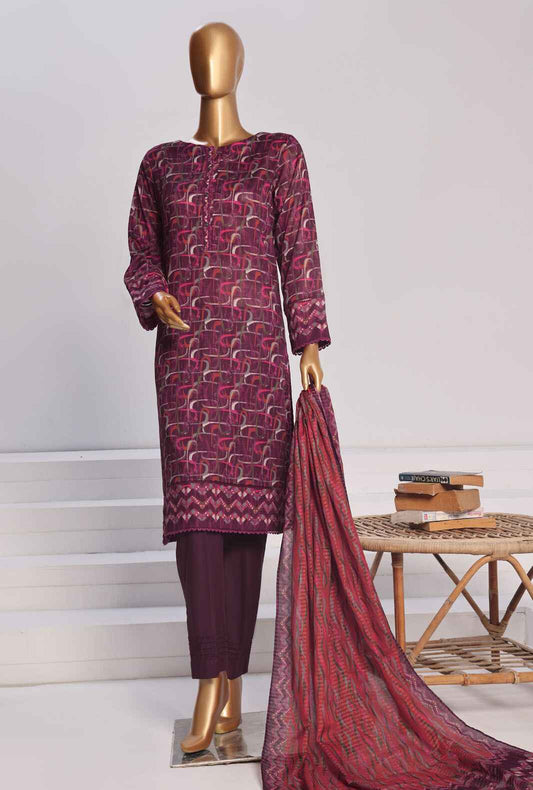 3 Piece Unstitched - Platinum Digital Printed Lawn Suit - PPC-169