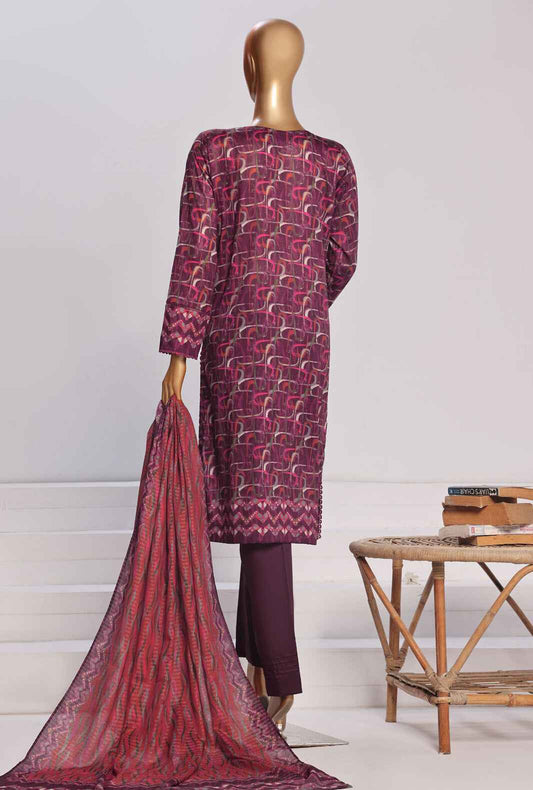 3 Piece Unstitched - Platinum Digital Printed Lawn Suit - PPC-169