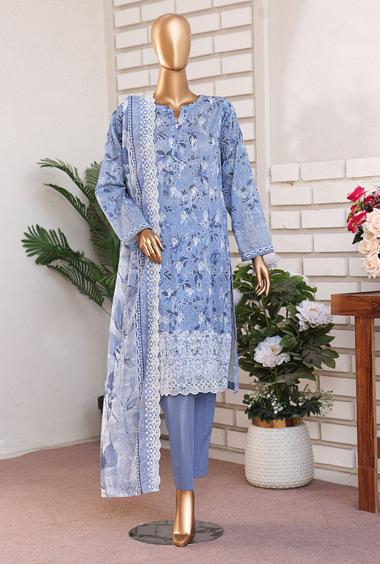 Premium Lawnkari by HZ Textiles Embroidered Lawn Suit Unstitched 3 Piece PLK-1025 - Summer Collection