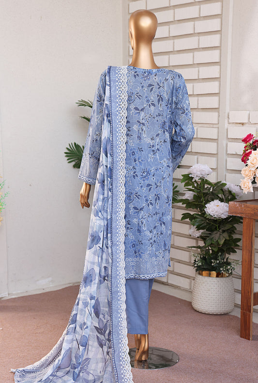 Premium Lawnkari by HZ Textiles Embroidered Lawn Suit Unstitched 3 Piece PLK-1025 - Summer Collection