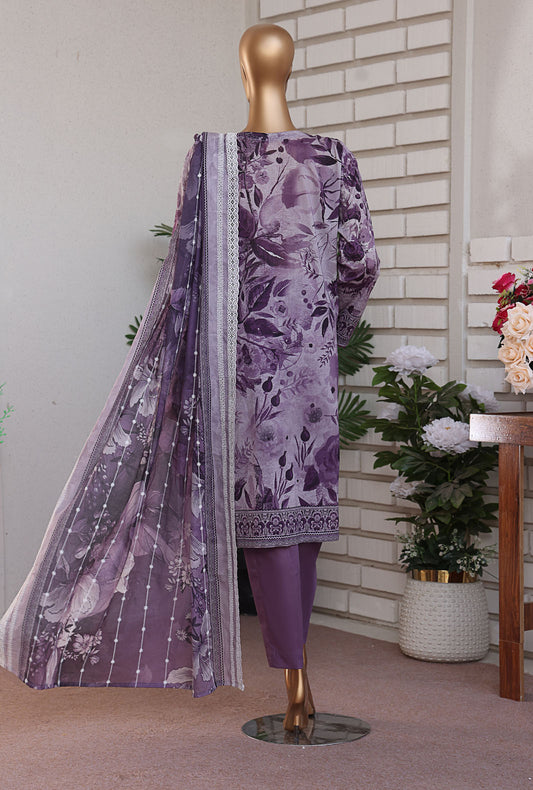 Premium Lawnkari by HZ Textiles Embroidered Lawn Suit Unstitched 3 Piece PLK-1030 - Summer Collection