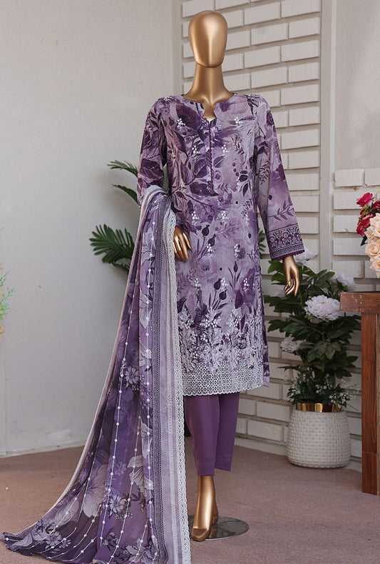 Premium Lawnkari by HZ Textiles Embroidered Lawn Suit Unstitched 3 Piece PLK-1030 - Summer Collection