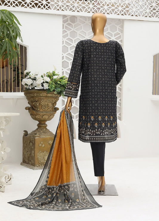 3 Piece Unstitched Cotton Embroidered Suit