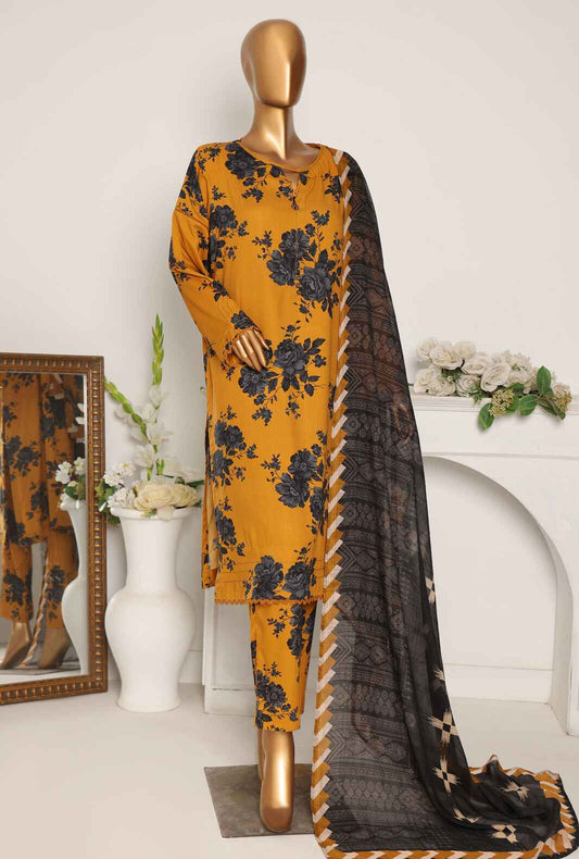 3 Piece Unstitched - Digital Printed Linen Suit - LWP-1070