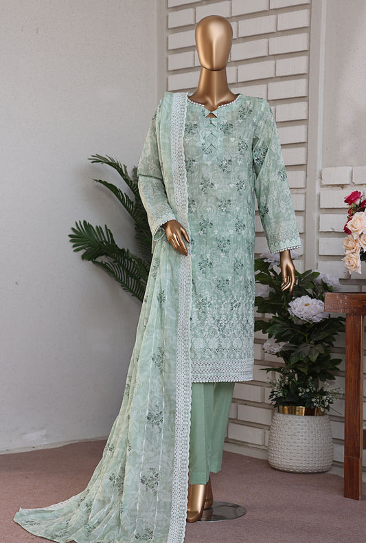 Premium Lawnkari by HZ Textiles Embroidered Lawn Suit Unstitched 3 Piece PLK-812 - Summer Collection