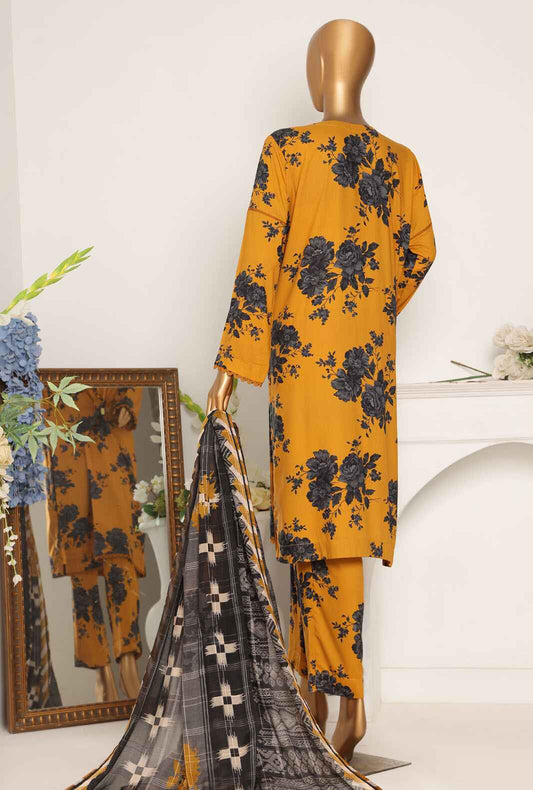 3 Piece Unstitched - Digital Printed Linen Suit - LWP-1070