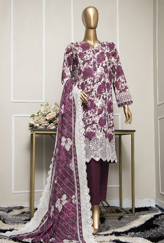 Premium Lawnkari by HZ Textiles Embroidered Lawn Suit Unstitched 3 Piece PLK-1029 - Summer Collection
